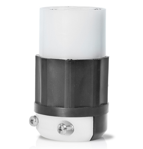 Leviton 2823 30 Amp, 277/480 Volt 3-Phase Y, NEMA L22-30R, 4P, 5W, Locking Connector, Industrial Grade, Grounding - BLACK-WHITE