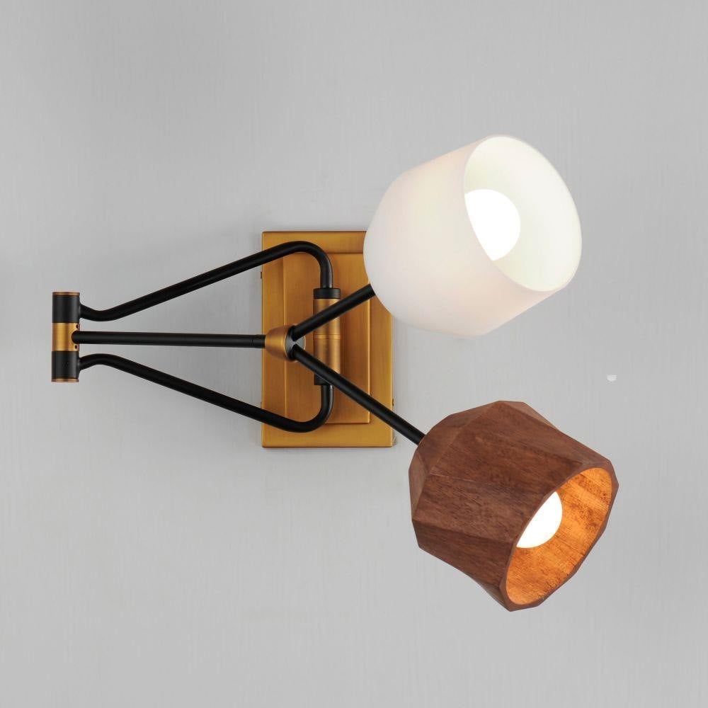 Maxim Lighting 28272DBZAB Akimbo 2 Light 21.75 inch Dark Bronze and Antique Brass Wall Sconce lit on gray wall