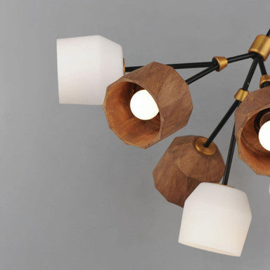 Maxim Lighting 28278DBZAB Akimbo Pendant walnut oak and white glass shade detail close-up