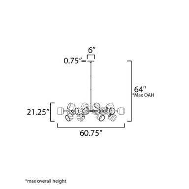 Maxim Lighting 28279DBZAB Akimbo Pendant - Dimensions Diagram