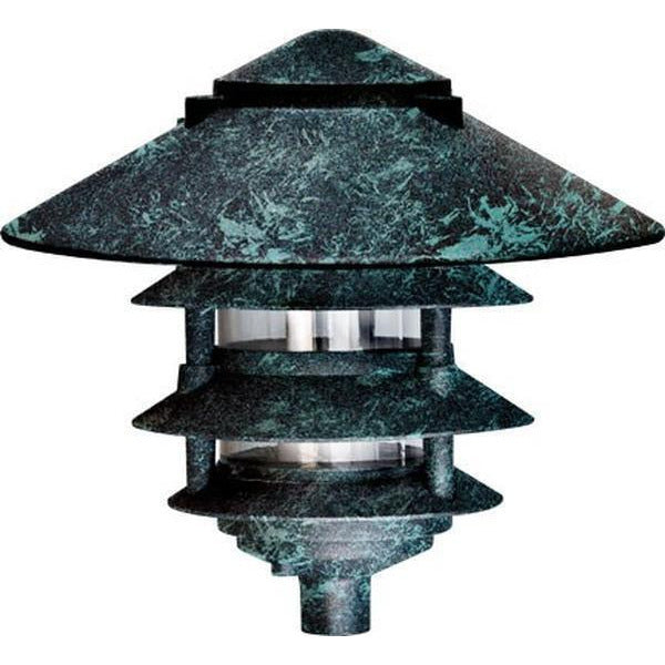 Dabmar Lighting D5100-L12-40K-310-VG Powder Coated 4-Tier Cast Aluminum Pagoda Light, 3 in. Base, 10 in. Top, Voltage 120V, Color Temperature 40K, Wattage 12W, Verde Green