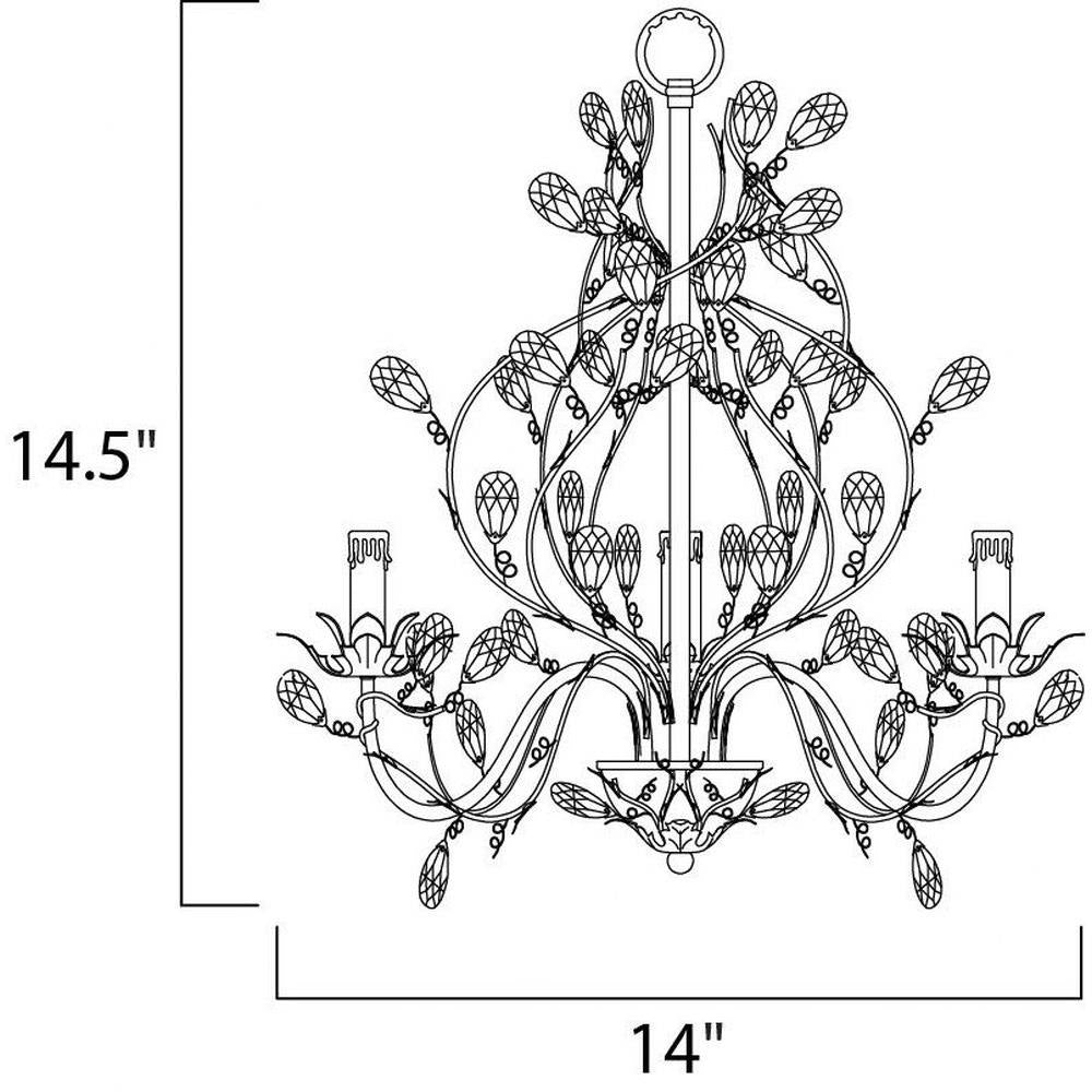 Maxim Lighting 2855OI Elegante Mini Chandelier Dimensions Diagram 14 inch Width 14.5 inch Height