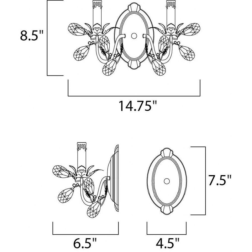 Maxim Lighting 2857EG Elegante Wall Sconce Dimensions Diagram