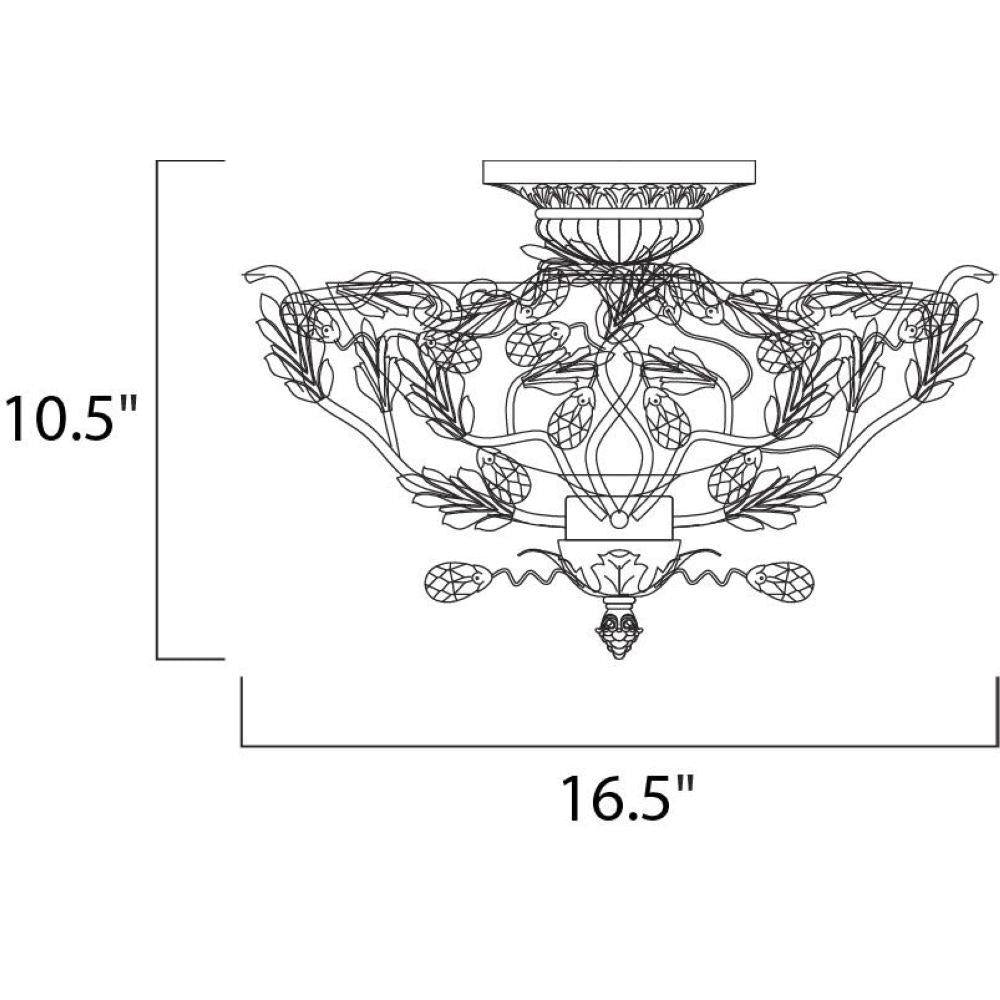 Maxim Lighting 2859EG Elegante Semi Flush Mount Dimensions 16.5 Inch Wide by 10.5 Inch Tall