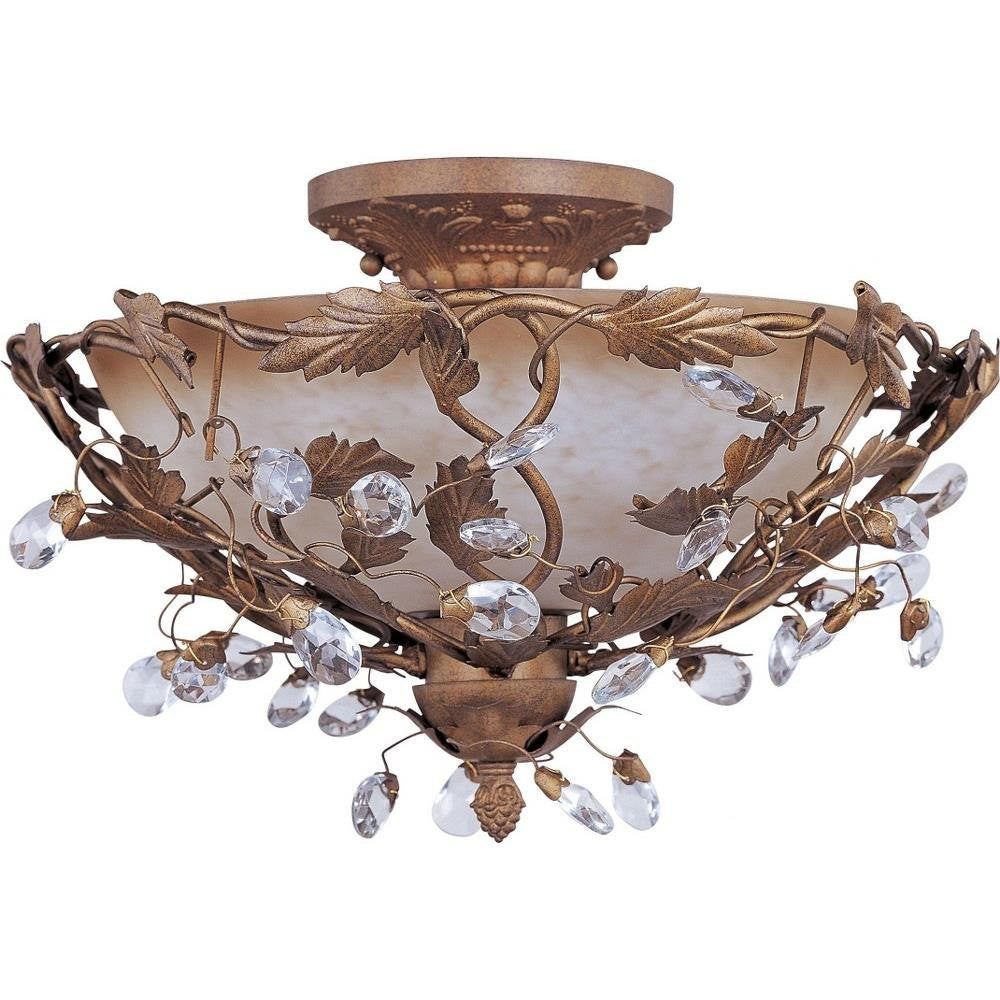 Maxim Lighting 2859EG Elegante 3 Light 16.5 Inch Etruscan Gold Semi Flush Mount Ceiling Light