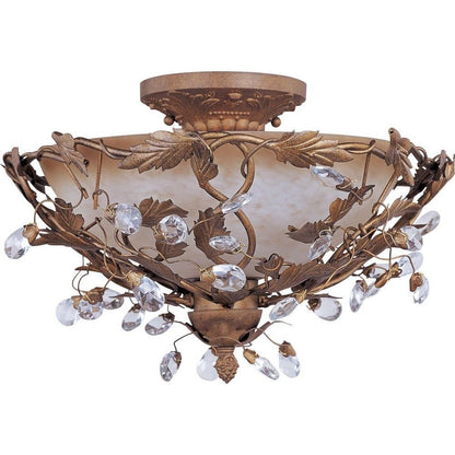 Maxim Lighting 2859EG Elegante 3 Light 16.5 Inch Etruscan Gold Semi Flush Mount Ceiling Light