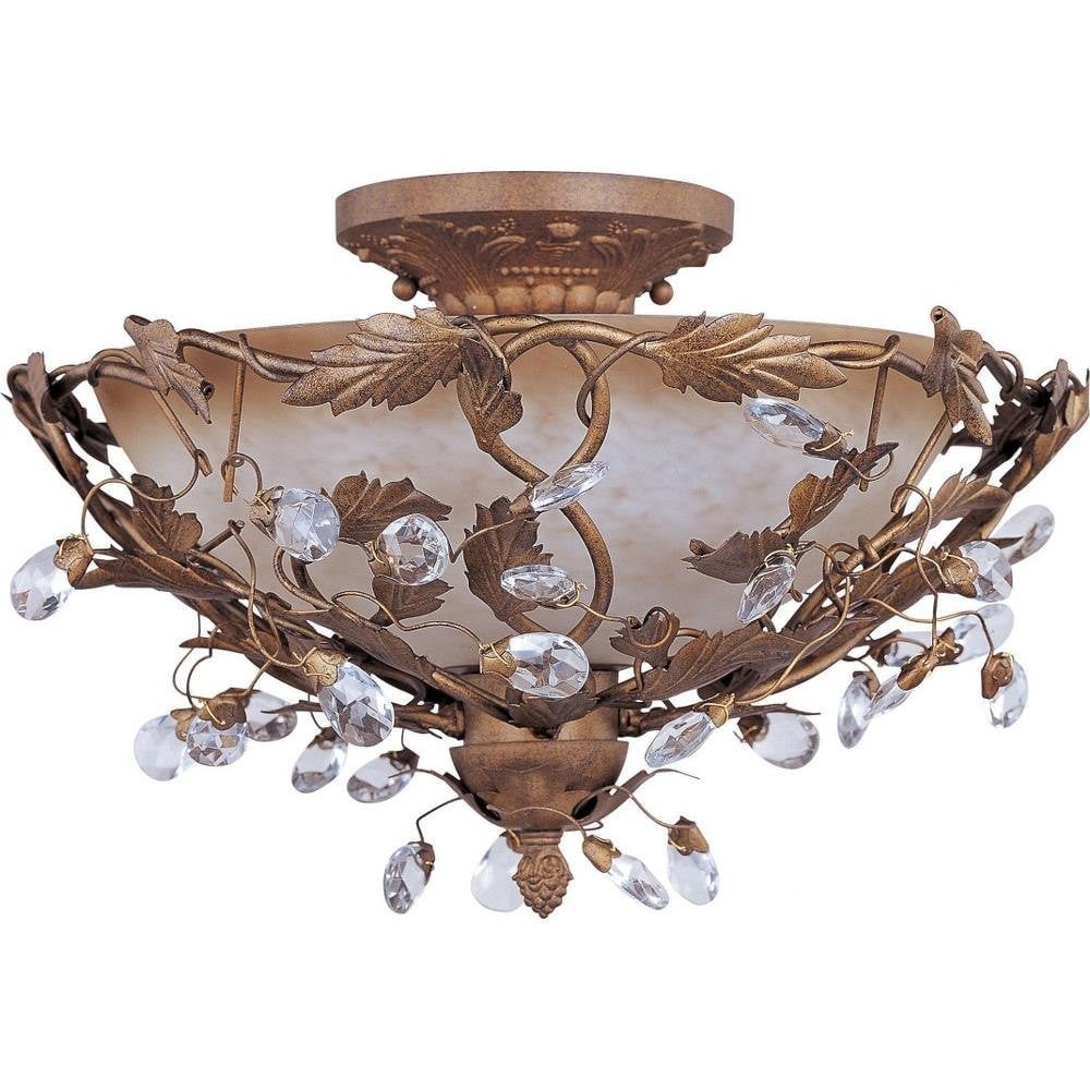Maxim Lighting 2859OI Elegante 3 Light 16.5 Inch Oil Rubbed Bronze Semi Flush Mount Ceiling Light