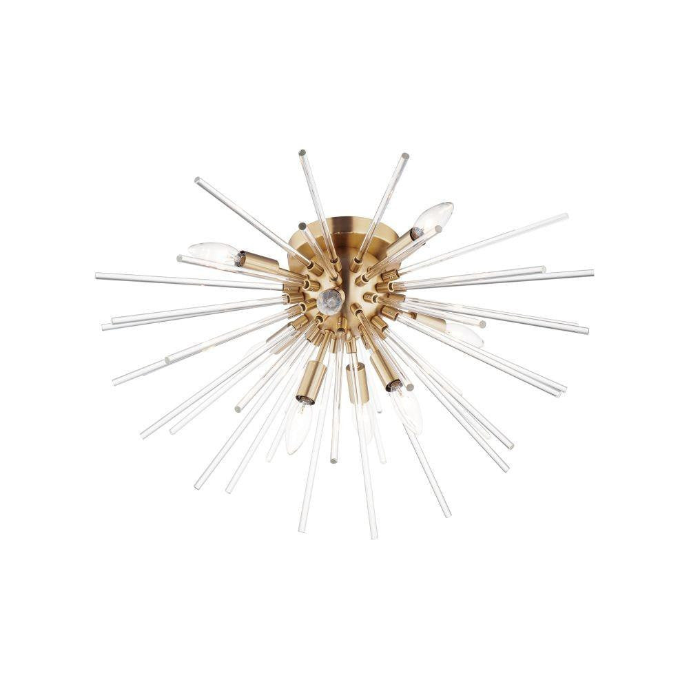 Maxim Lighting 28660CLSBR Polaris 8 Light 25 Inch Satin Brass Flush Mount Ceiling Light - White Background