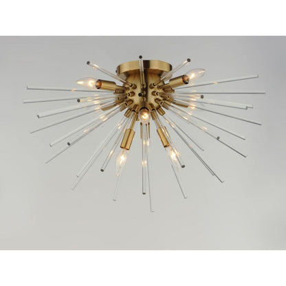 Maxim Lighting 28660CLSBR Polaris Satin Brass Sputnik Flush Mount - Lit Room View