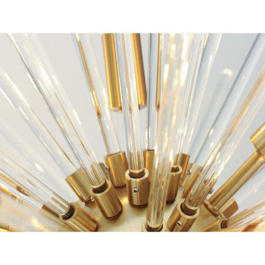 Maxim Lighting 28660CLSBR Polaris Flush Mount - Detail View of Central Hub and Glass Rods