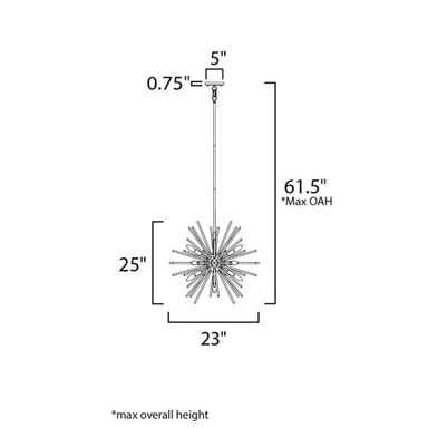 Maxim Lighting 28664CLPC Polaris Pendant Dimensions Diagram