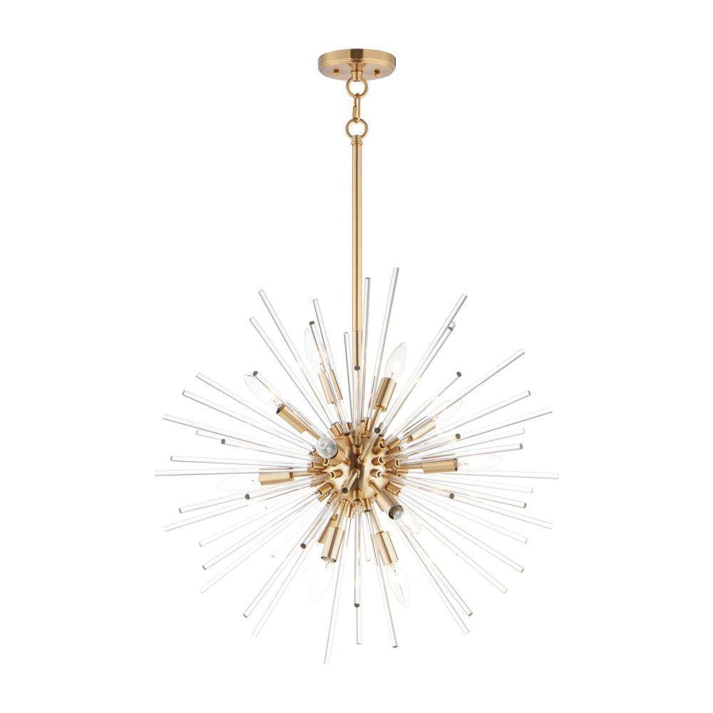 Maxim Lighting 28664CLSBR Polaris 12 Light 23 inch Satin Brass Sputnik Pendant full product view