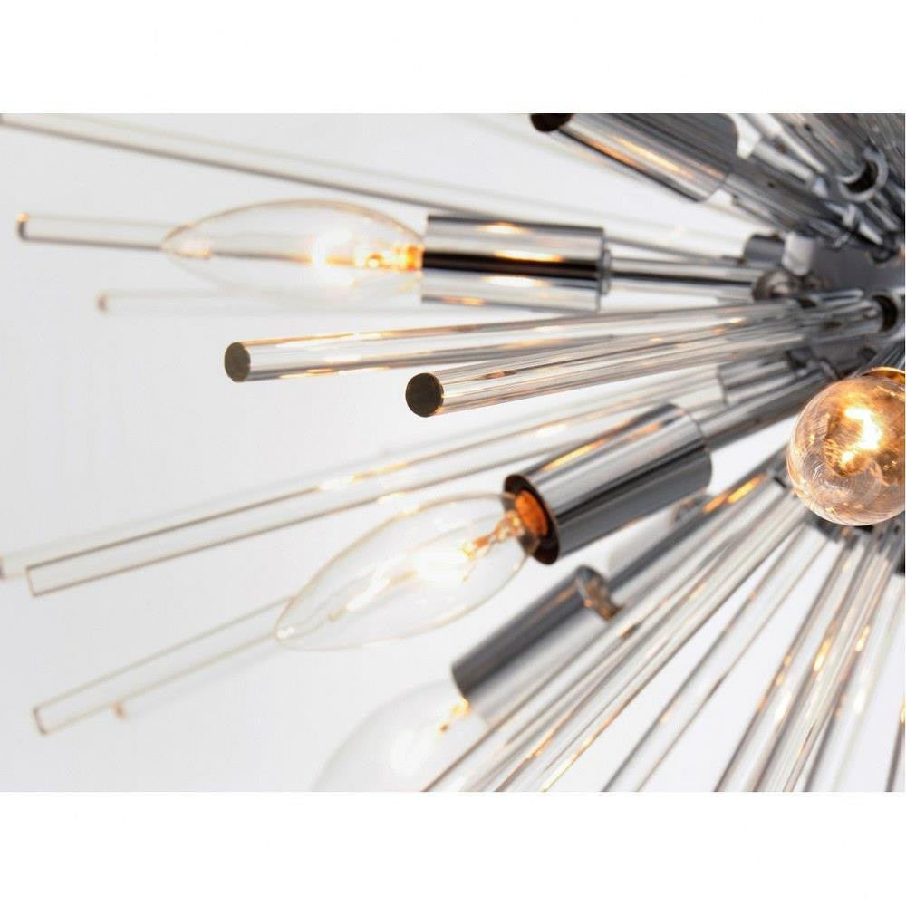 Maxim Lighting 28668CLPC Polaris Pendant Close-Up Detail Polished Chrome and Clear Glass Rods