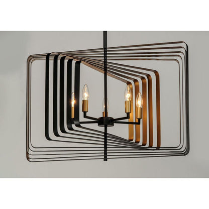 Maxim Lighting 28677BKGLD Radial 5 Light 30 Inch Black/Gold Pendant Ceiling Light - Angled View