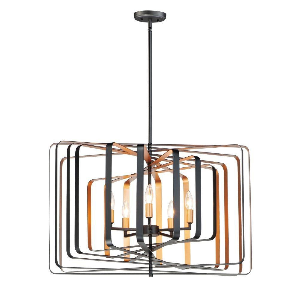 Maxim Lighting 28677BKGLD Radial 5 Light 30 Inch Black/Gold Pendant Ceiling Light - Front View
