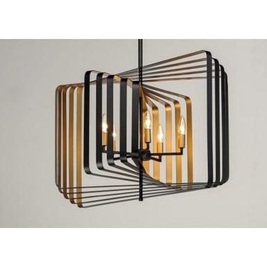 Maxim Lighting 28677BKGLD Radial 5 Light 30 Inch Black/Gold Pendant Ceiling Light - Side Perspective