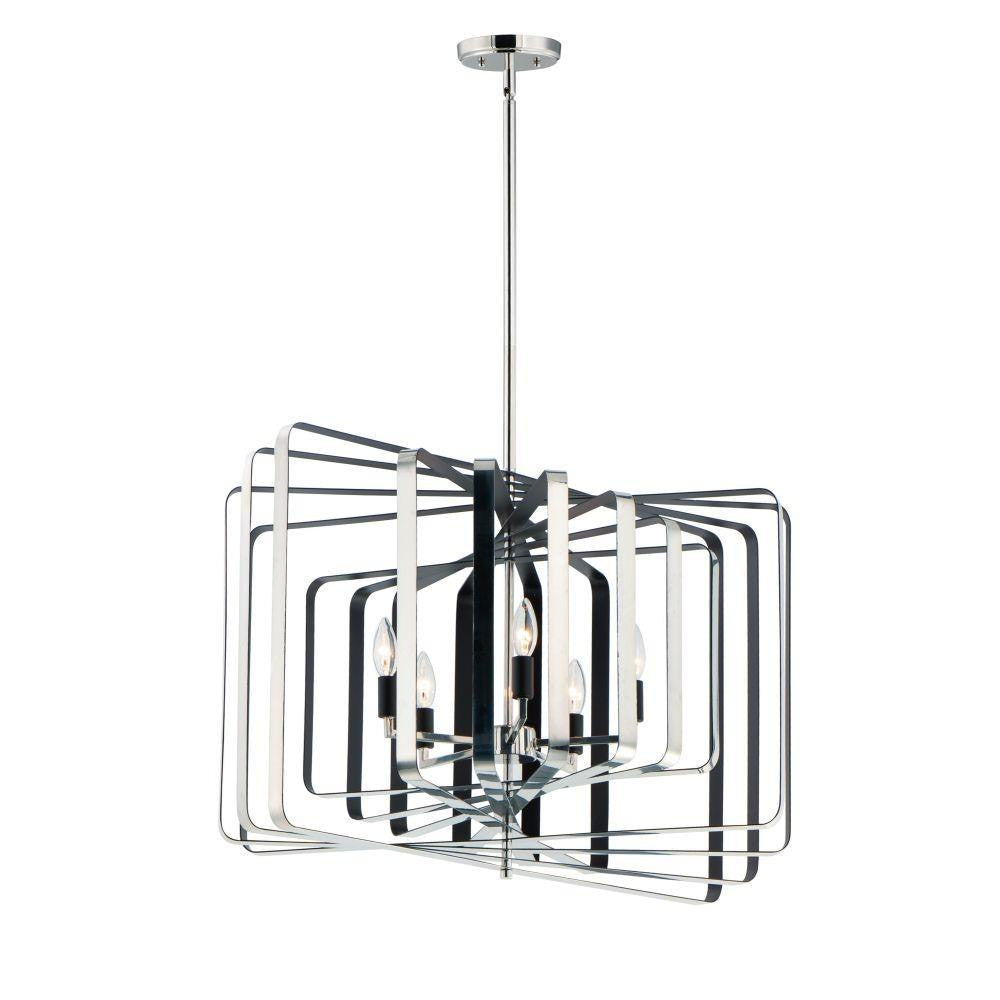 Maxim Lighting 28677PNBK Radial 5 Light Polished Nickel/Black Chandelier - Full View