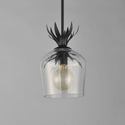 Maxim Lighting 2871GL Paloma 1 Light Gold Leaf Pendant Ceiling Light - Close-Up Leaf Crown and Glass Shade