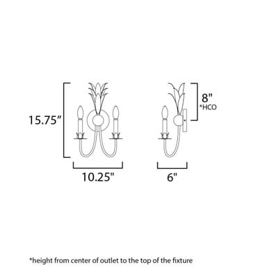 Maxim Lighting 2882AR Paloma 2 Light Anthracite Wall Sconce - Dimensions Diagram