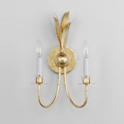 Maxim Lighting 2882GL Paloma 2 Light Gold Leaf Wall Sconce - Front View on Gray Background