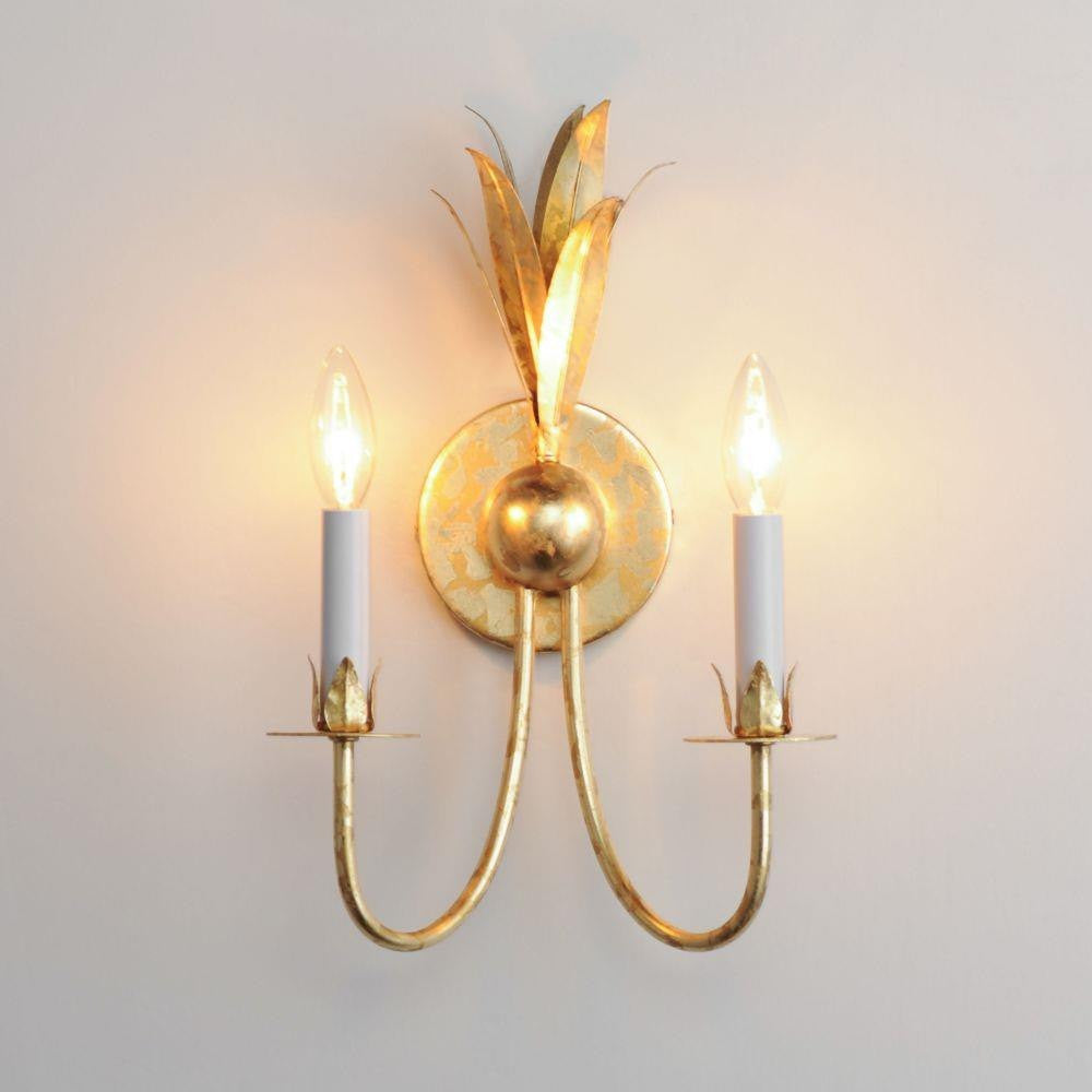 Maxim Lighting 2882GL Paloma 2 Light Gold Leaf Wall Sconce - Illuminated On Wall