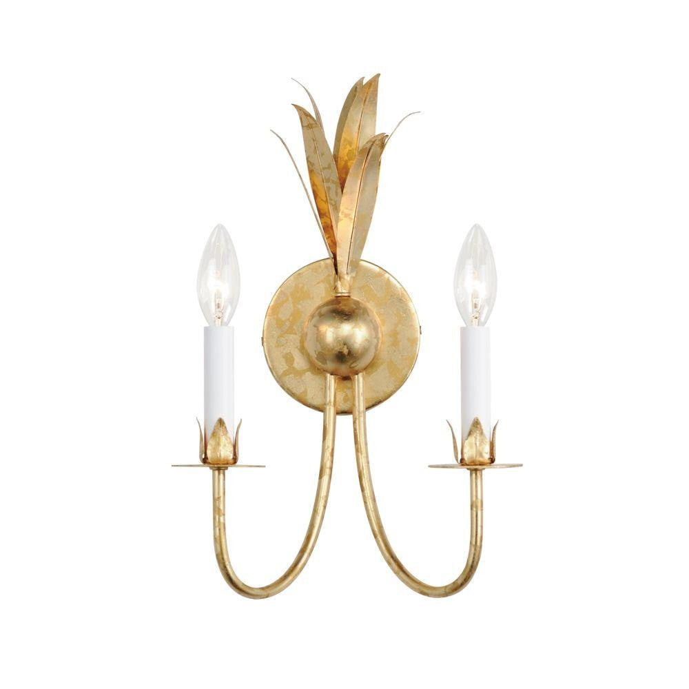 Maxim Lighting 2882GL Paloma 2 Light Gold Leaf Wall Sconce - White Background Studio Shot