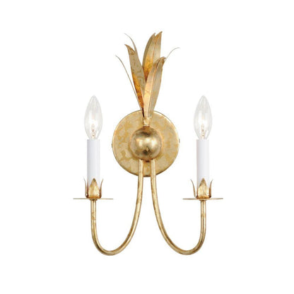 Maxim Lighting 2882GL Paloma 2 Light Gold Leaf Wall Sconce - White Background Studio Shot