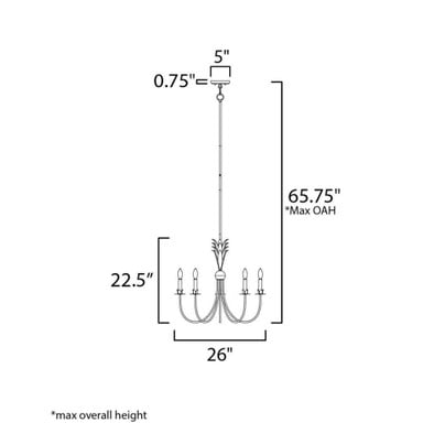 Maxim Lighting 2885GL Paloma Chandelier - Dimension Diagram