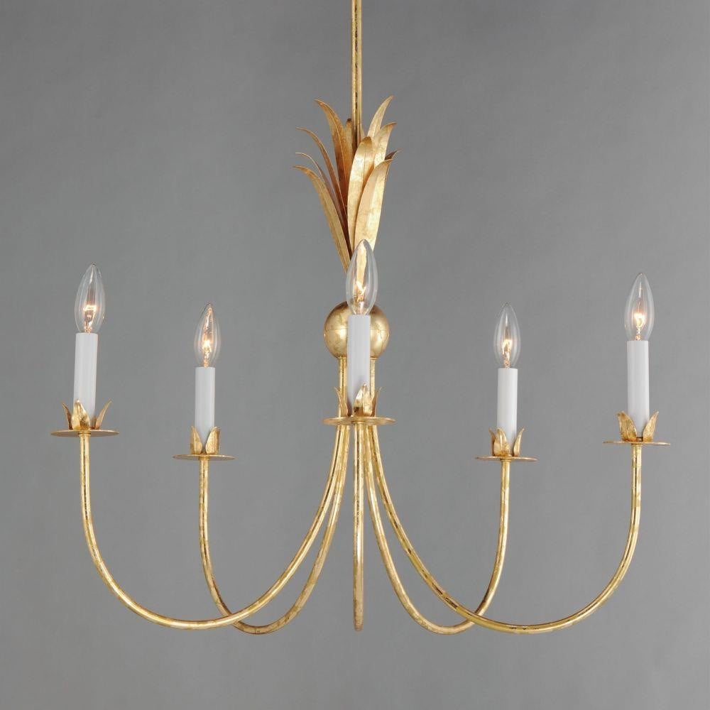 Maxim Lighting 2885GL Paloma 5 Light Gold Leaf Chandelier - Close-Up Front View