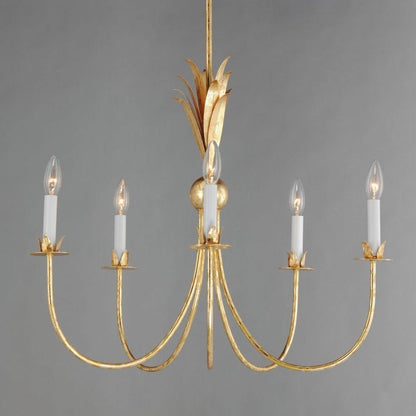 Maxim Lighting 2885GL Paloma 5 Light Gold Leaf Chandelier - Close-Up Front View