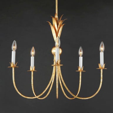 Maxim Lighting 2885GL Paloma 5 Light Gold Leaf Chandelier - Overall View Dark Background