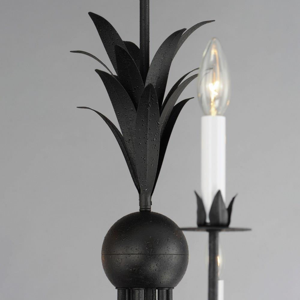 Maxim Lighting 2889AR Paloma 9 Light Anthracite Chandelier close-up detail of central sphere and leaf motif