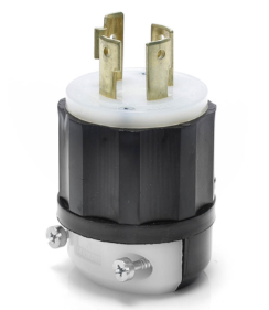 Leviton 2741 30A, 600V 3-Phase, NEMA L17-30P, 3P, 4W, Locking Plug, Grounding, Black/White Finish