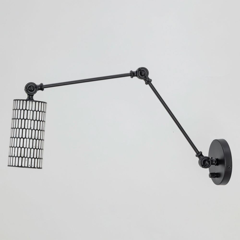 Maxim Lighting 29120BKWT Shaka 1 Light Black White Swing Arm Wall Sconce - extended arm view
