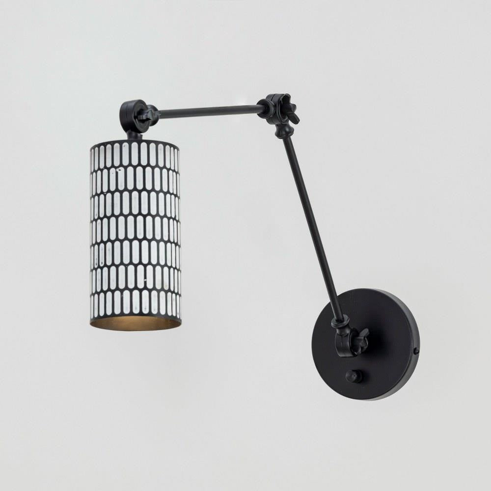 Maxim Lighting 29120BKWT Shaka 1 Light Black White Swing Arm Wall Sconce - close up angled arm view