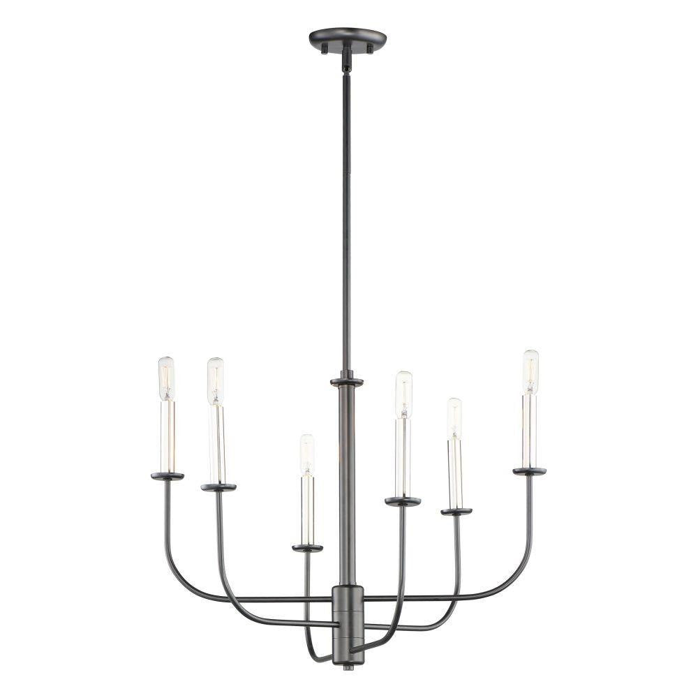 Maxim Lighting 10326BKSN Wesley 6 Light 24 inch Black/Satin Nickel Chandelier Ceiling Light