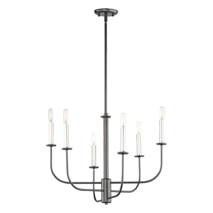 Maxim Lighting 10326BKSN Wesley 6 Light 24 inch Black/Satin Nickel Chandelier Ceiling Light