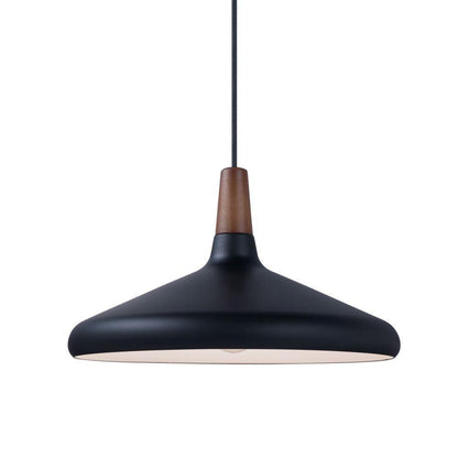 Maxim Lighting 11354WNBK Nordic 1 Light Pendant in Walnut/Black finish, front view on white background
