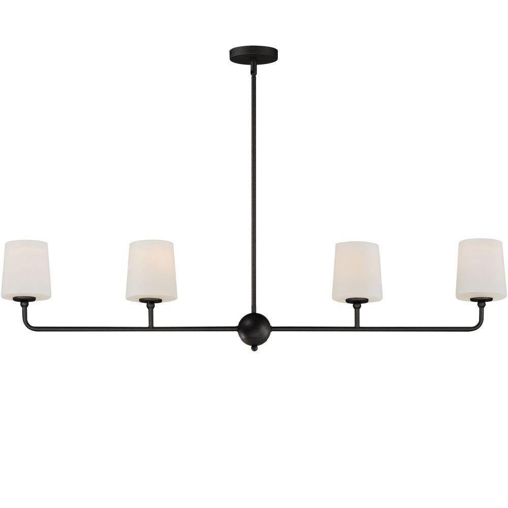 Maxim Lighting 12097SWSBR Bristol 4 Light 48 Inch Linear Pendant with white glass shades on white background