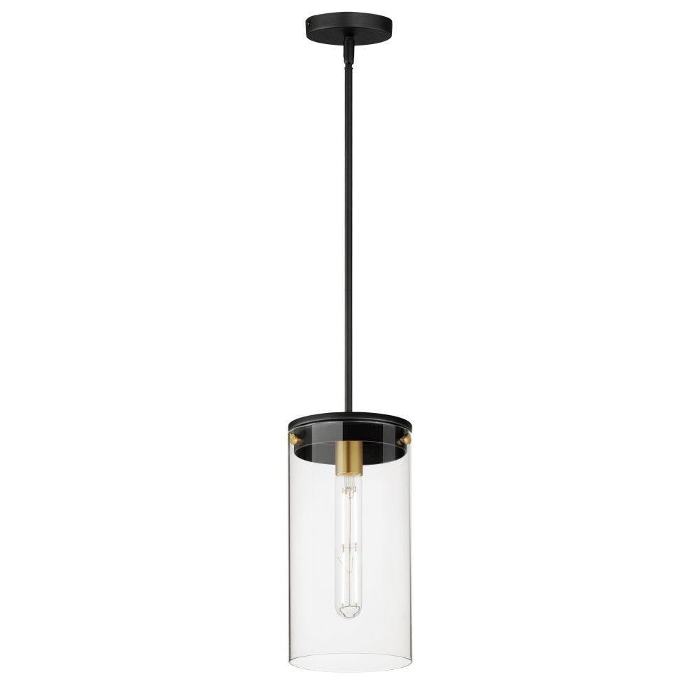 Maxim Lighting Pinn 1 Light Pendant Ceiling Light Black Satin Brass Clear Glass