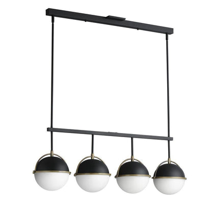 Maxim Lighting 12414SWBKWBR Duke 4 Light 8.75 inch Black/Weathered Brass Linear Pendant Ceiling Light