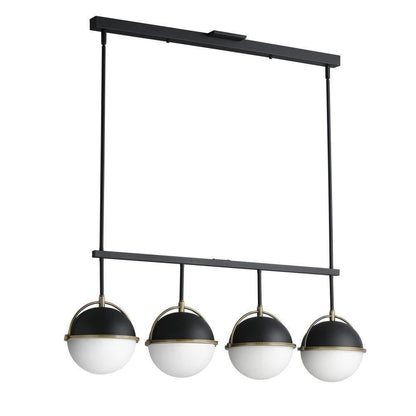 Maxim Lighting 12414SWSNSBR Duke 4 Light 42 Inch Satin Nickel with Satin Brass Linear Pendant Ceiling Light