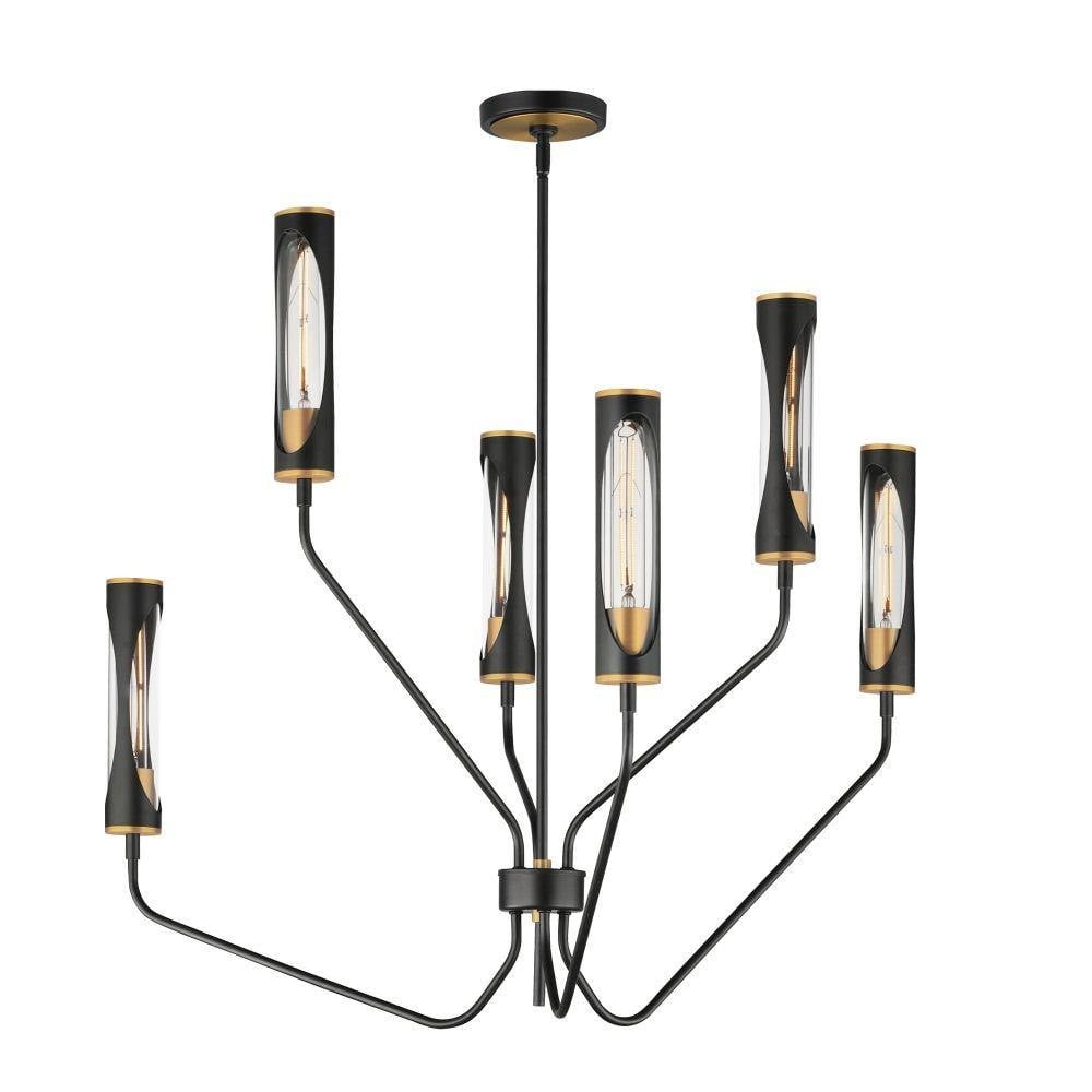 Maxim Lighting 16176CLLFGNAB Regent 6 Light 36 Inch Light French Grey Natural Aged Brass Pendant Ceiling Light