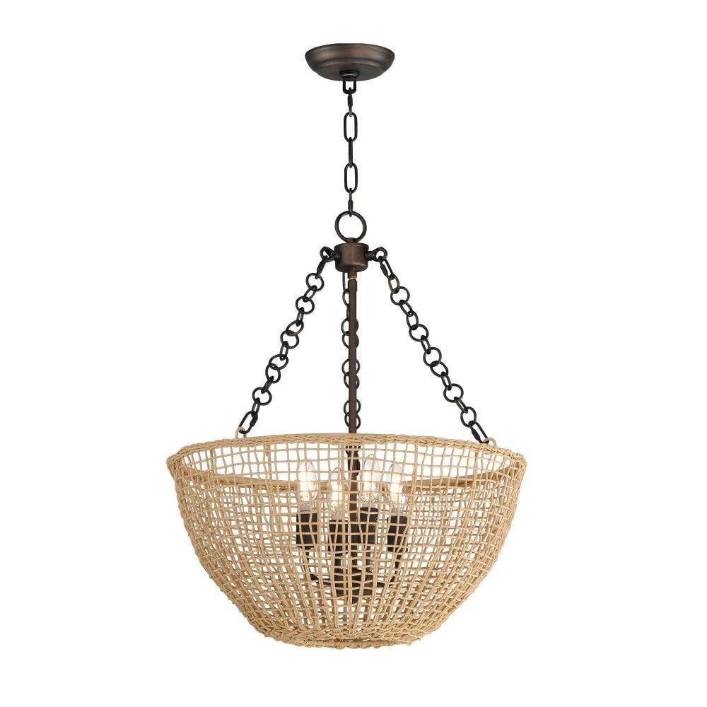 Maxim Lighting 22473NAANB Cestino 4 Light Natural Antique Bronze Pendant Ceiling Light
