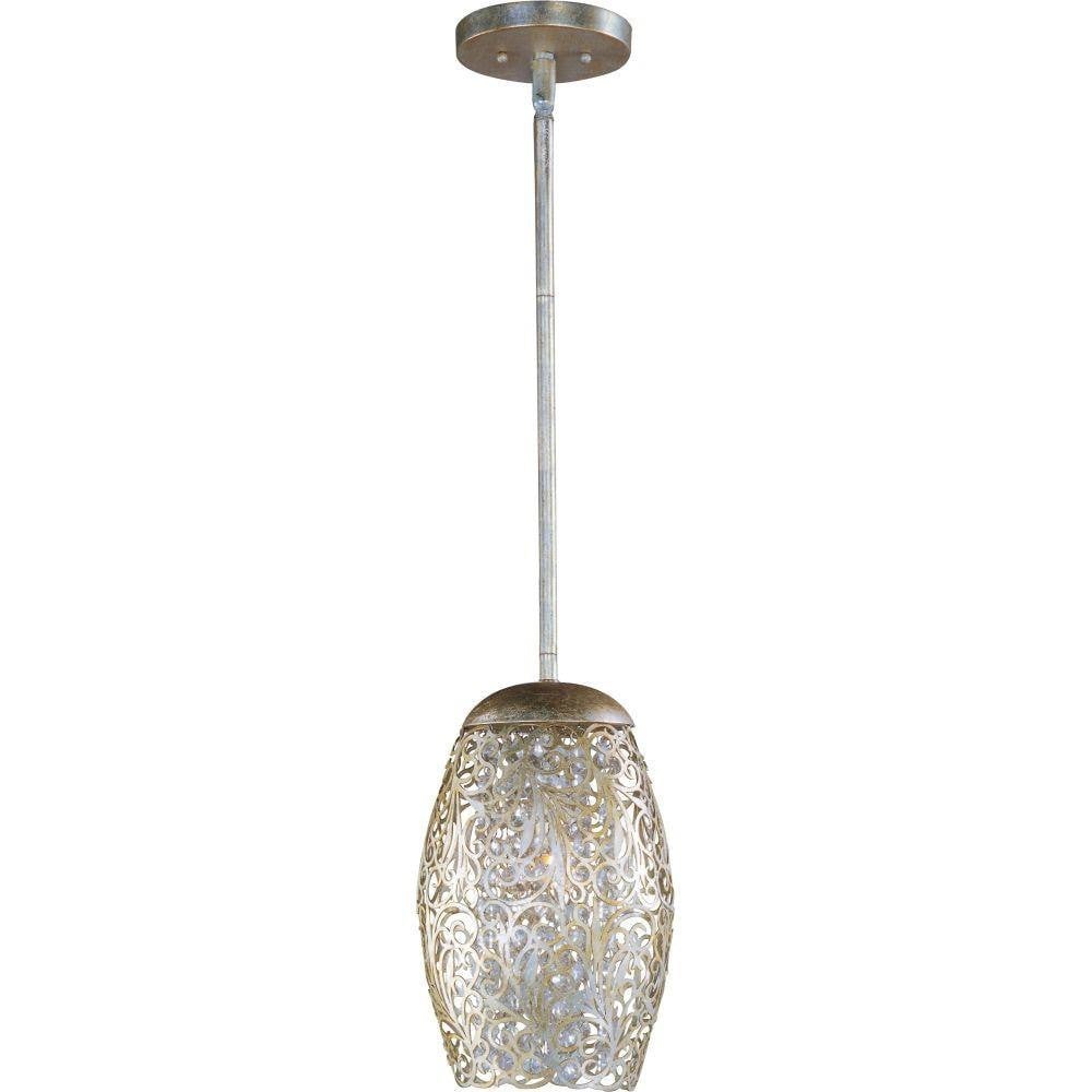 Maxim Lighting 24153BCGS Arabesque Mini Pendant Golden Silver finish full hanging view