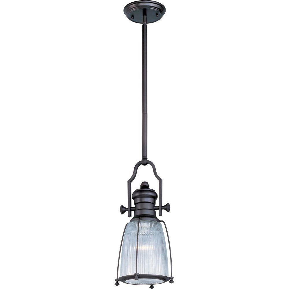 Maxim Lighting 25002CLBZ Hi Bay 1 Light Bronze Mini Pendant Ceiling Light with clear glass dome shade