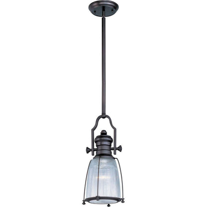 Maxim Lighting 25002CLBZ Hi Bay 1 Light Bronze Mini Pendant Ceiling Light with clear glass dome shade