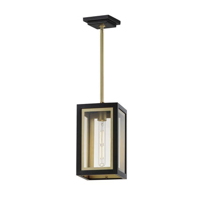 Maxim Lighting 30051CLBKGLD Neoclass 1 Light Black/Gold Outdoor Pendant - full pendant with stem on white background