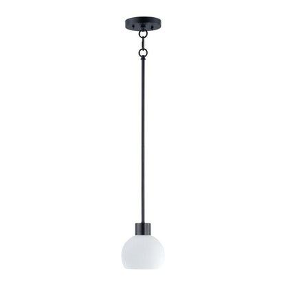 Maxim Lighting 91270SWBZSBR Coraline Mini Pendant with Satin White Glass Shade on White Background