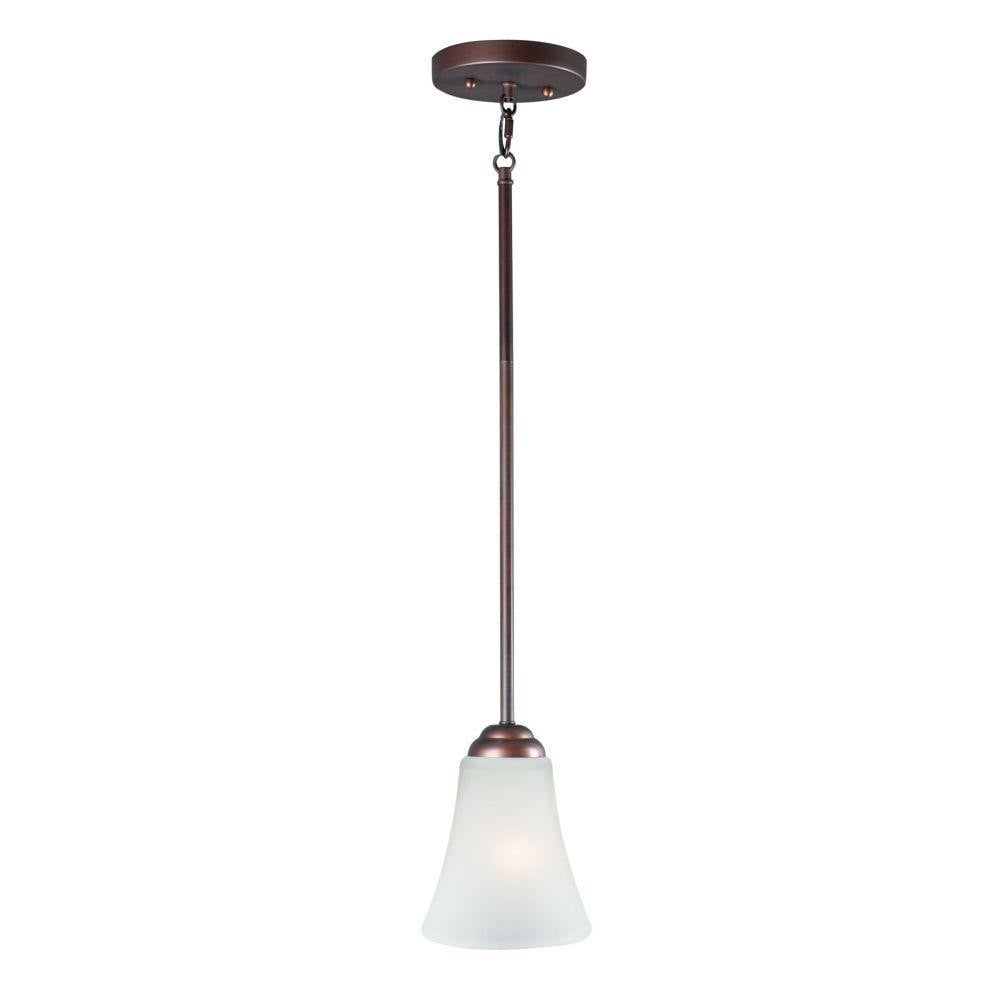 Maxim Lighting 92081FTSN Vital 1 Light Mini Pendant in Oil Rubbed Bronze with Frosted Glass Shade - Full View